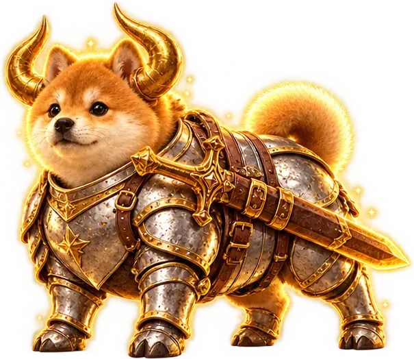 SWONKINU in full plate armour with golden bull horns